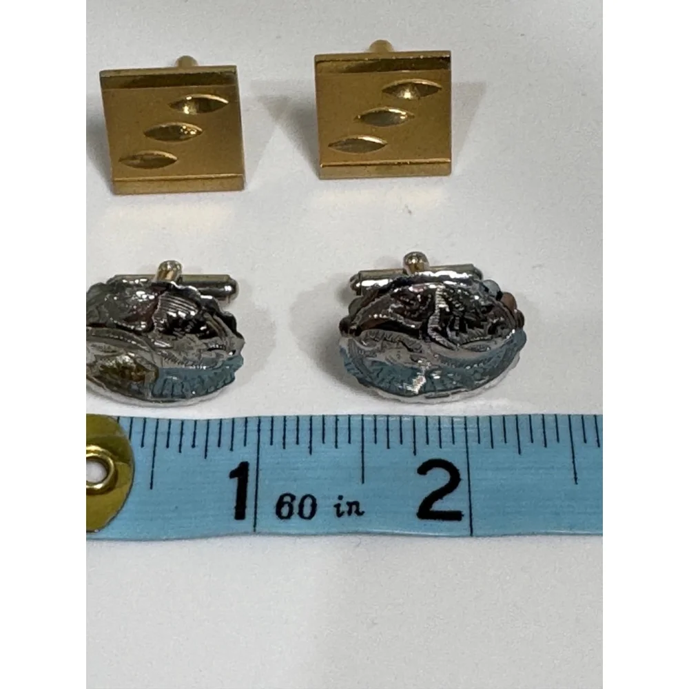 Men's vintage Unbranded Cufflinks Set of 2 pair Gold-tone and Silver-tone.